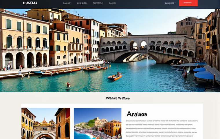 **Intuitive Website Navigation:** A clean, modern website homepage with a clear and easy-to-use navigation menu. Focus on visual clarity and a logical layout, perhaps featuring popular Italian tourist destinations.