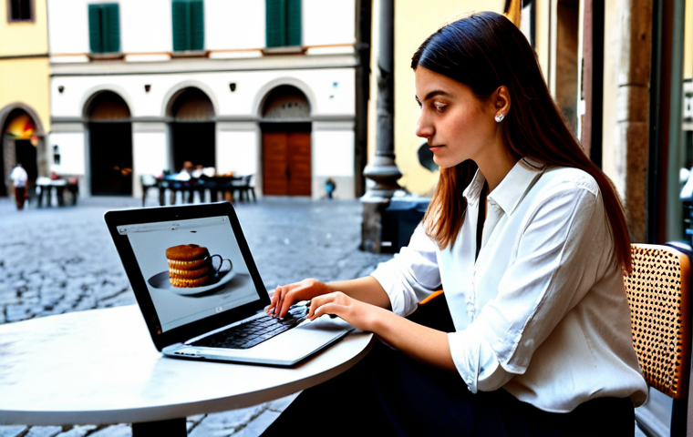 정보 계층화 글쓰기의 심화 연구 - Capturing Attention**
"A young Italian woman, a blogger, sitting at a cafe table in Florence, worki...